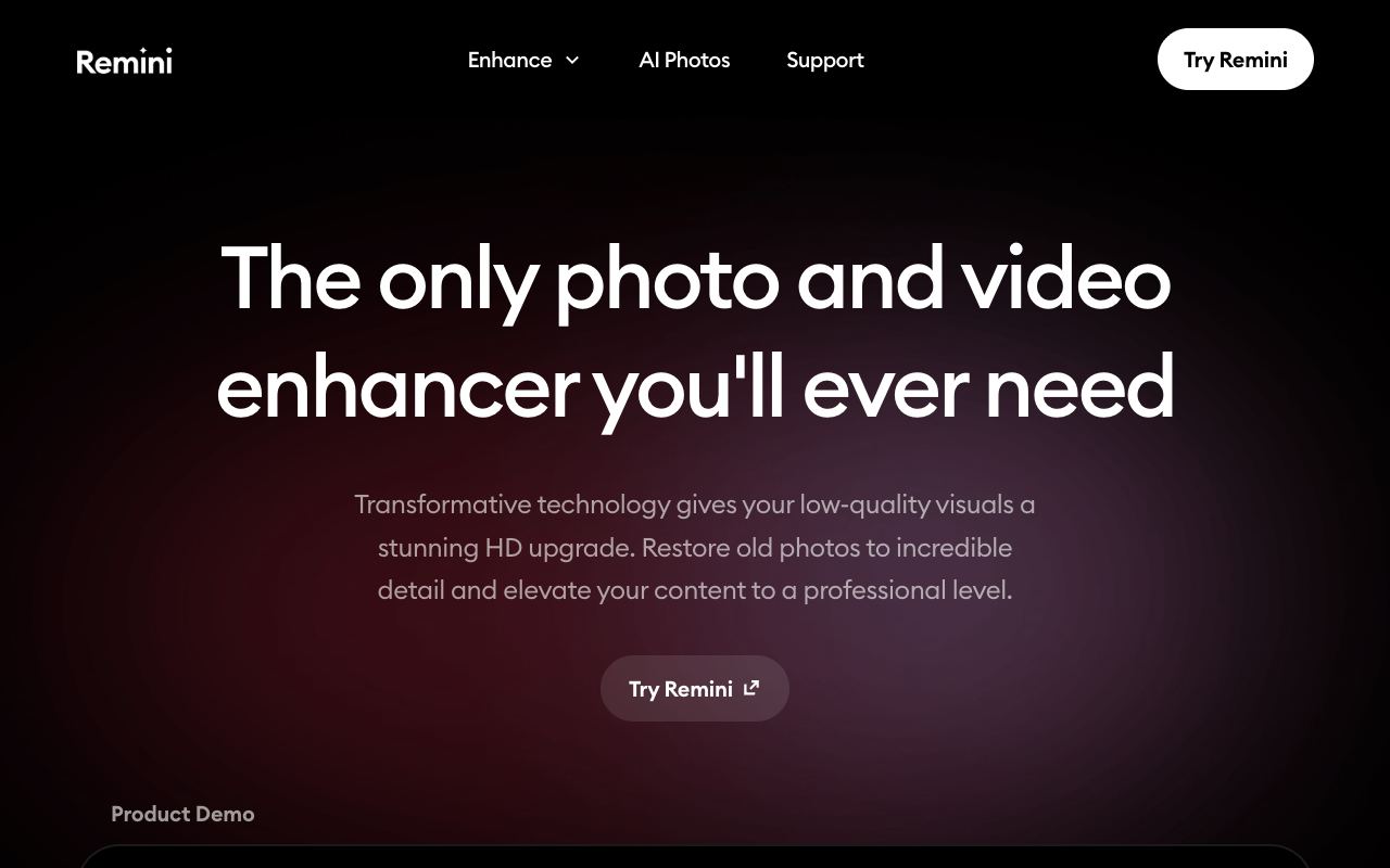 Remini — website screenshot