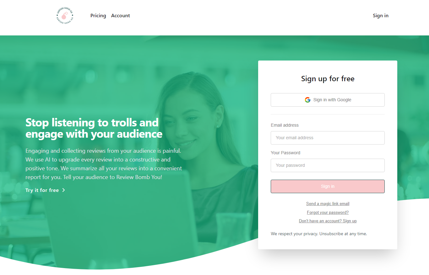 Review Bomb Me — website screenshot
