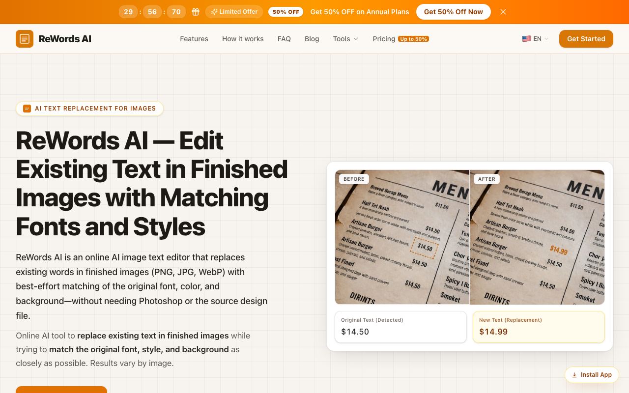 ReWords AI — website screenshot