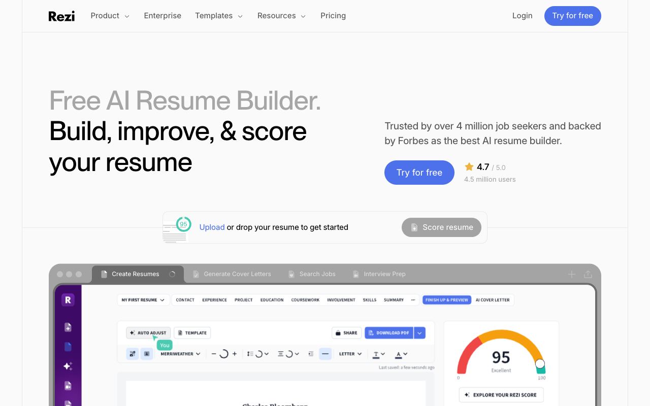 Rezi — website screenshot