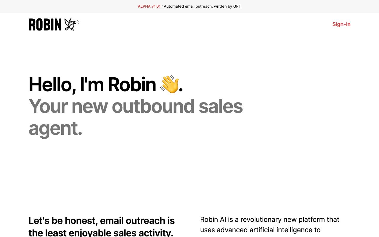 Robin — website screenshot