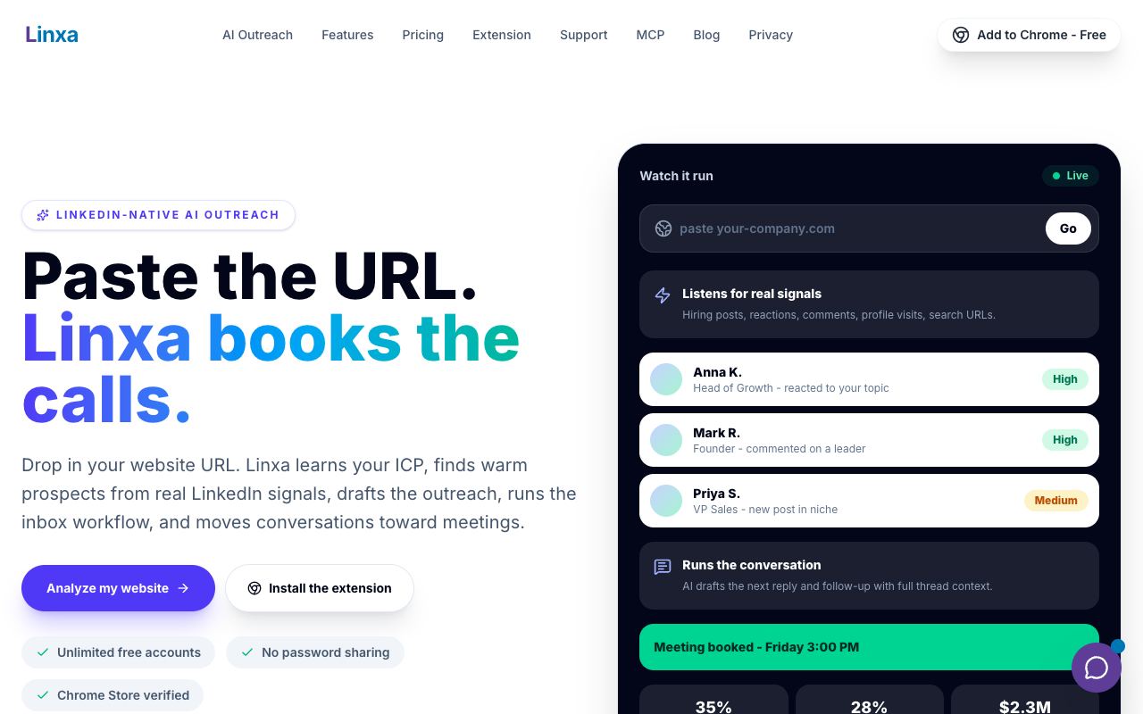 Linxa — site ekran görüntüsü