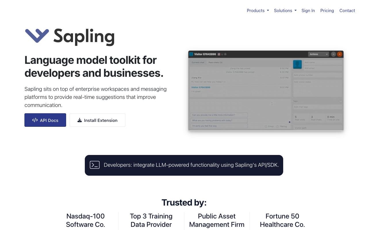 Sapling — website screenshot