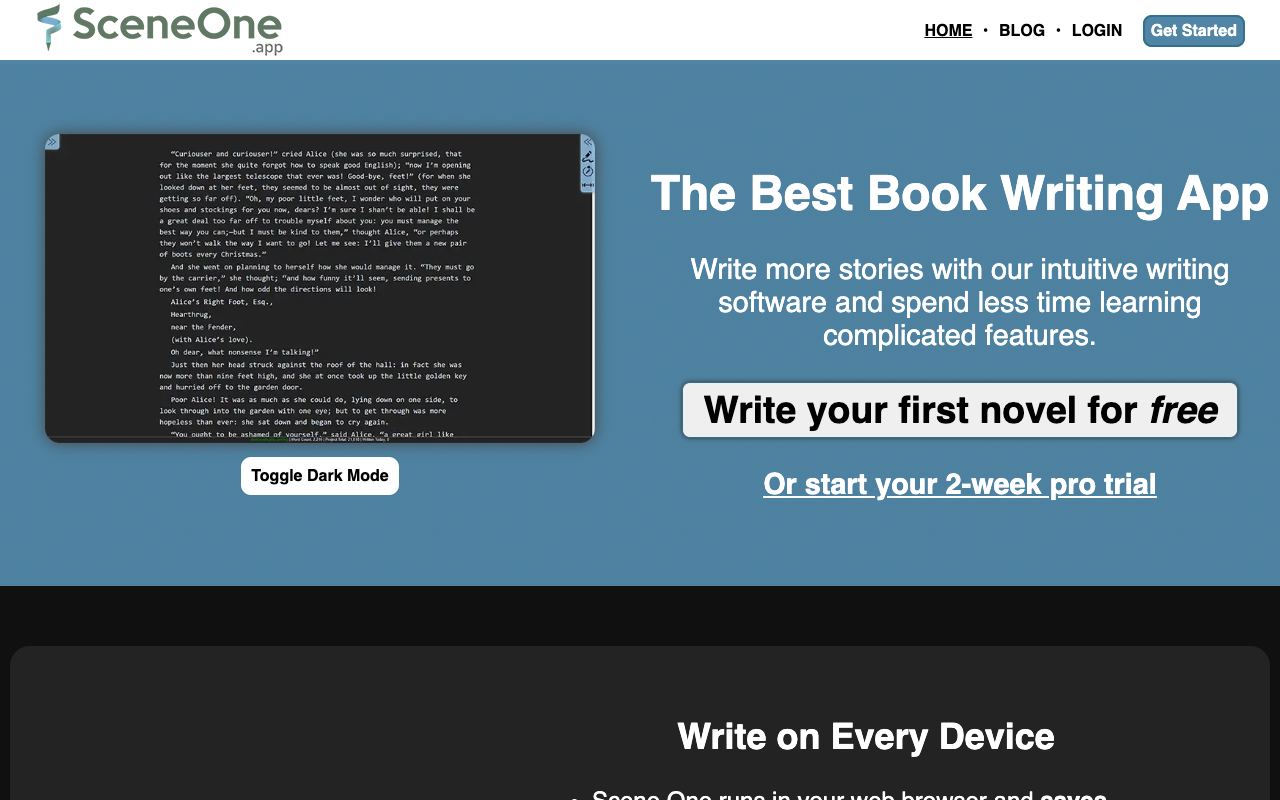 Scene One — website screenshot