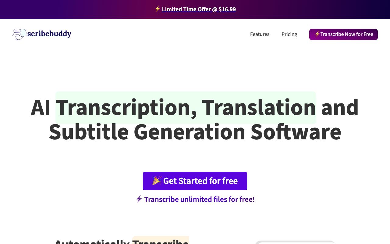 ScribeBuddy — website screenshot