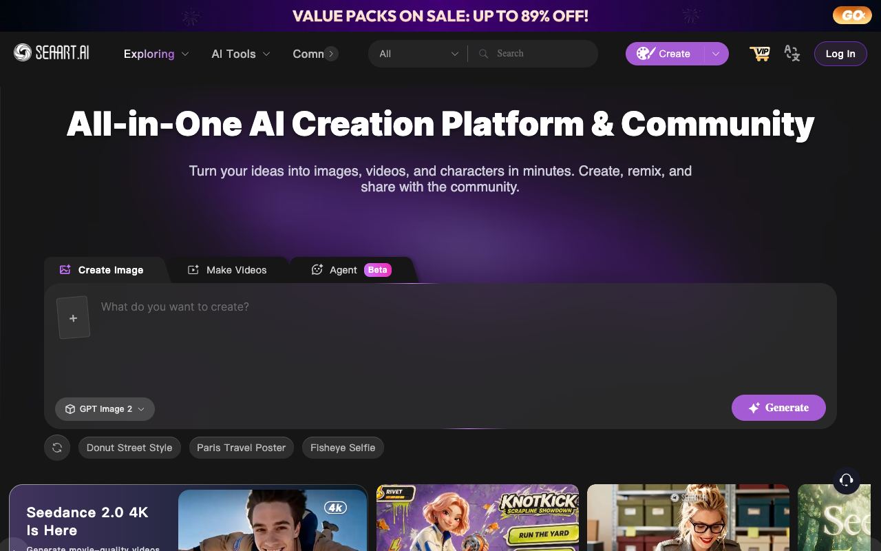 SeaArt AI — website screenshot