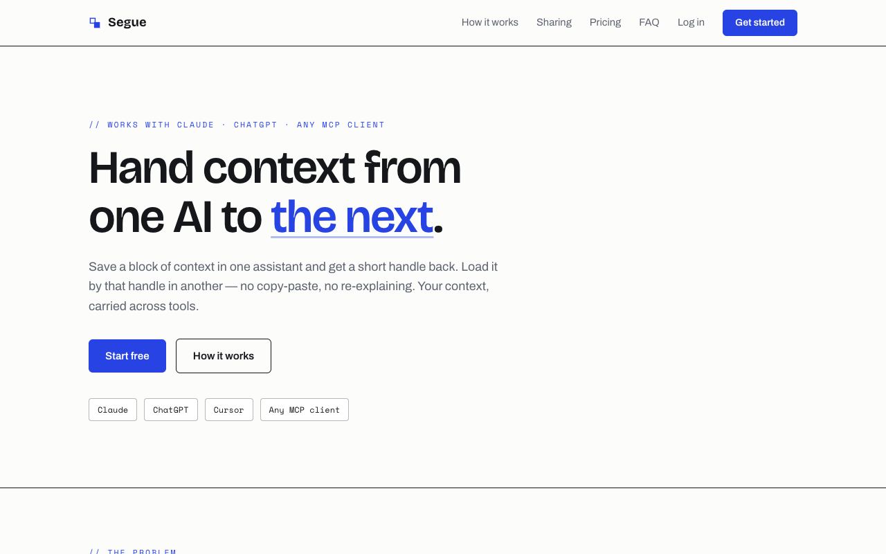 Segue — website screenshot