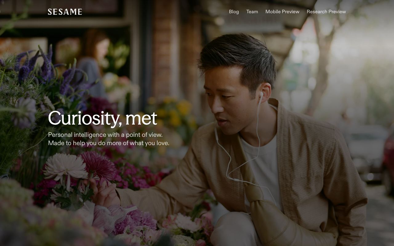 Sesame — zrzut ekranu strony internetowej