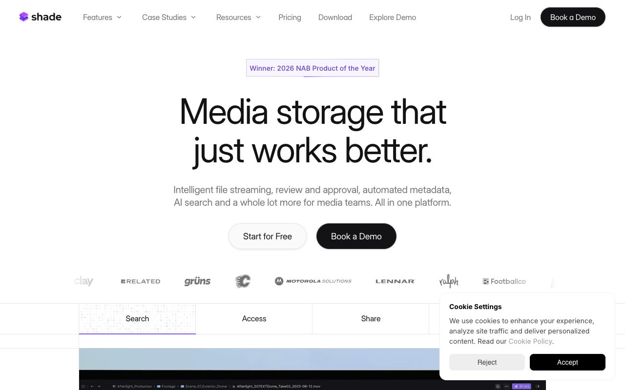 Shade — website screenshot