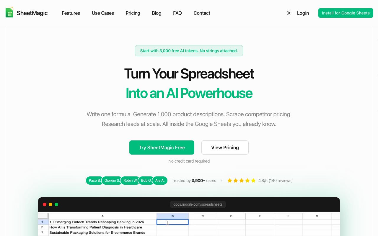 SheetMagic — website screenshot