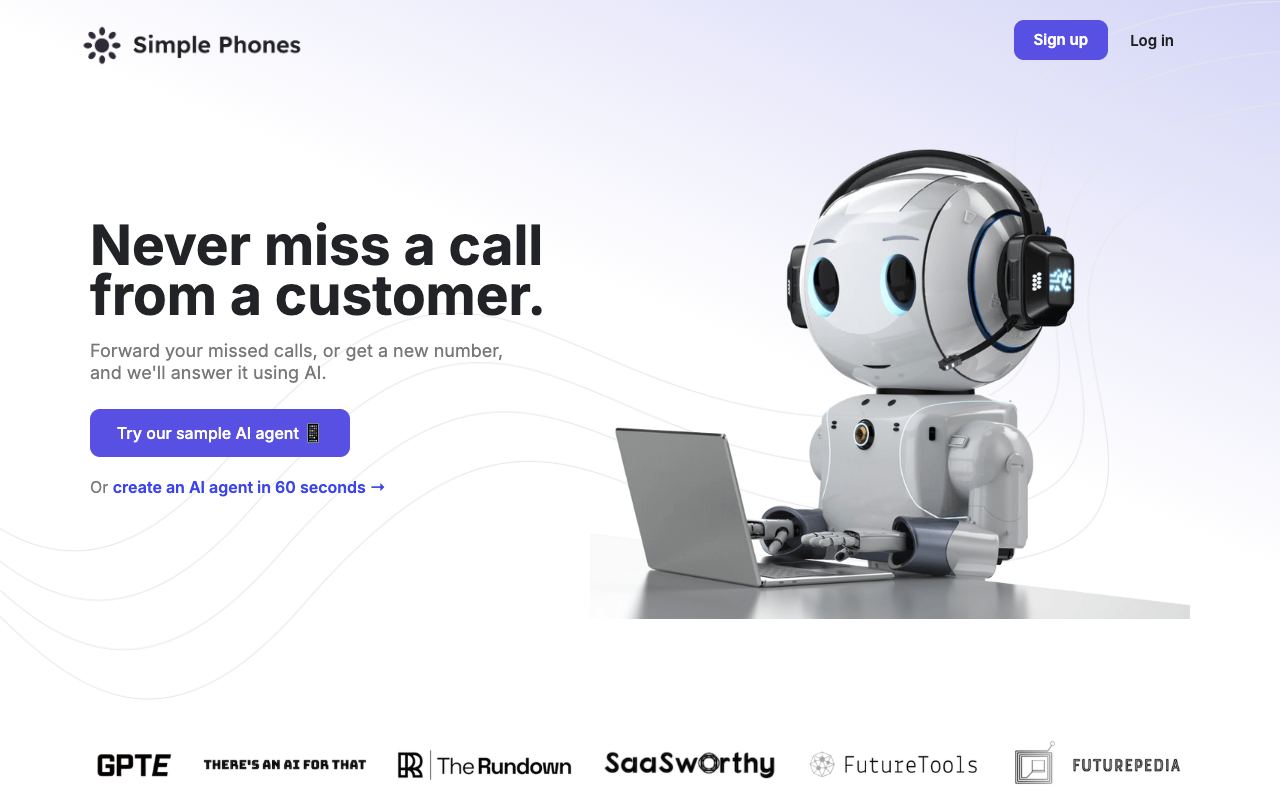 Simple Phones — website screenshot