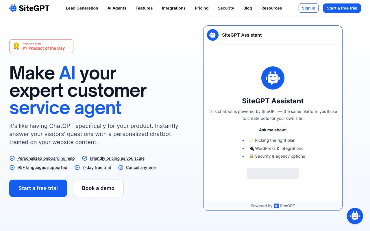 SiteGPT — website screenshot