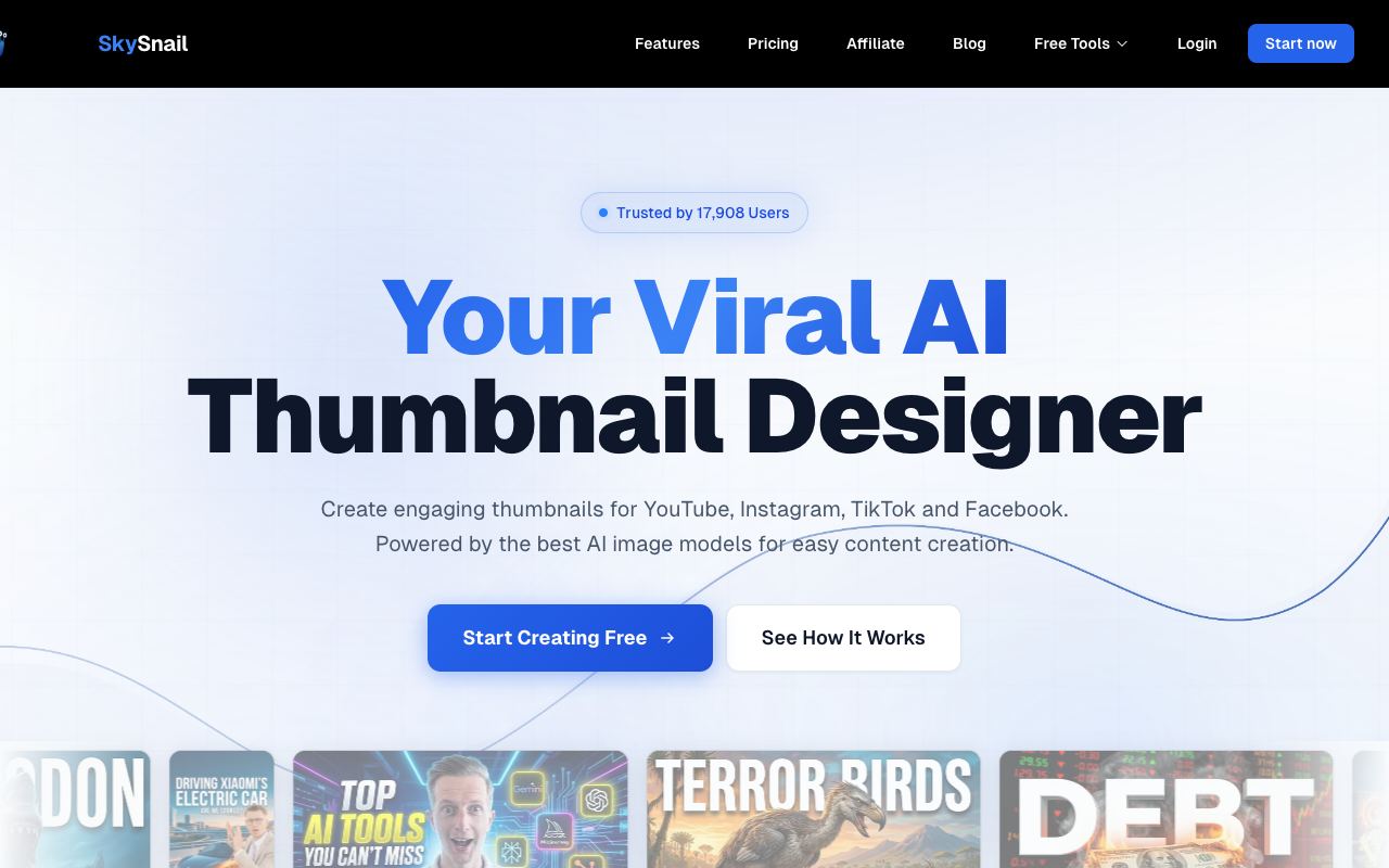 SkySnail — website screenshot