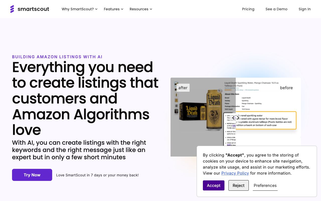 SmartScout AI Listing Architect — website screenshot