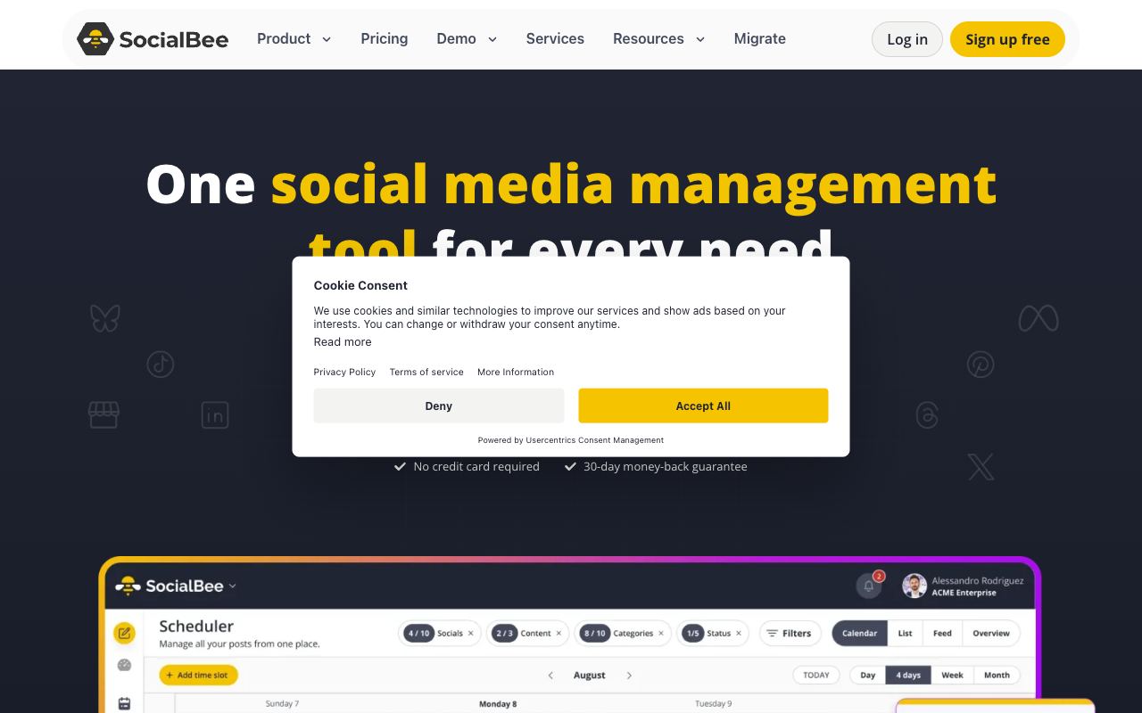 SocialBee — website screenshot