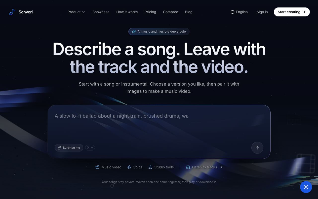 Sonvori — schermata del sito web