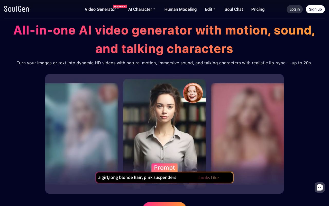 SoulGen — website screenshot