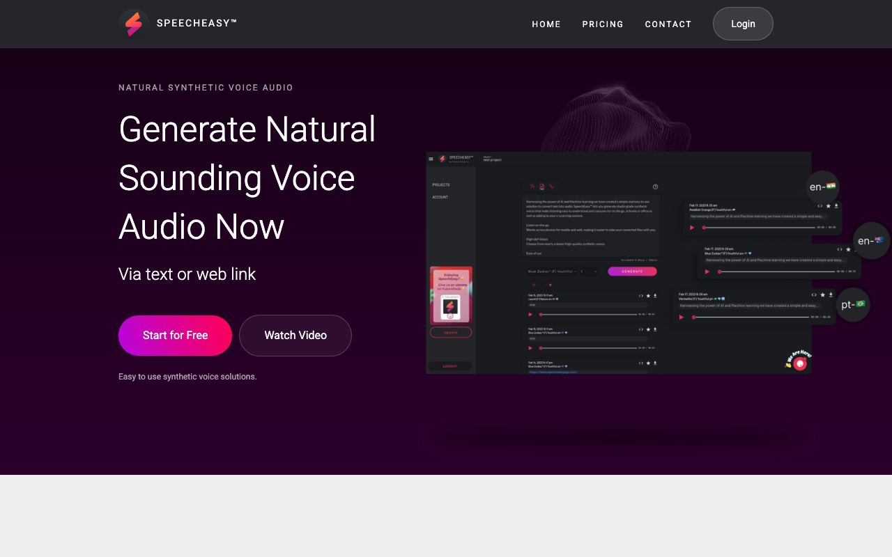 SpeechEasy — website screenshot
