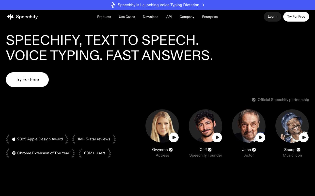 Speechify — website screenshot