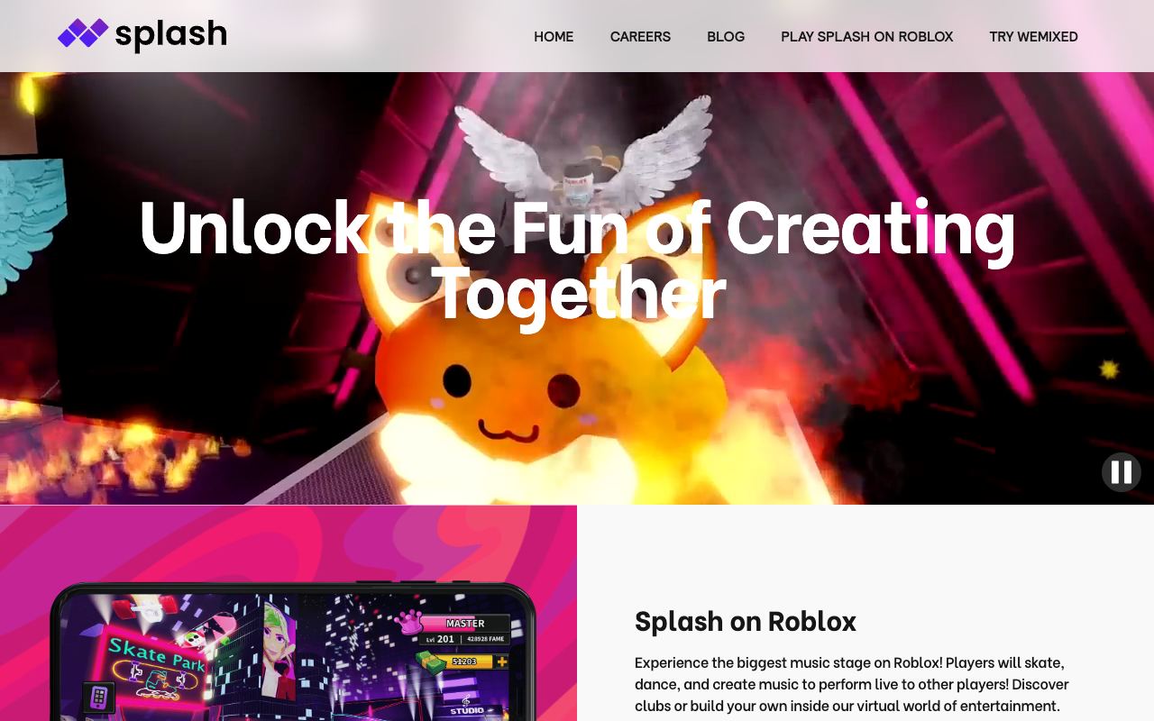Splash — website screenshot