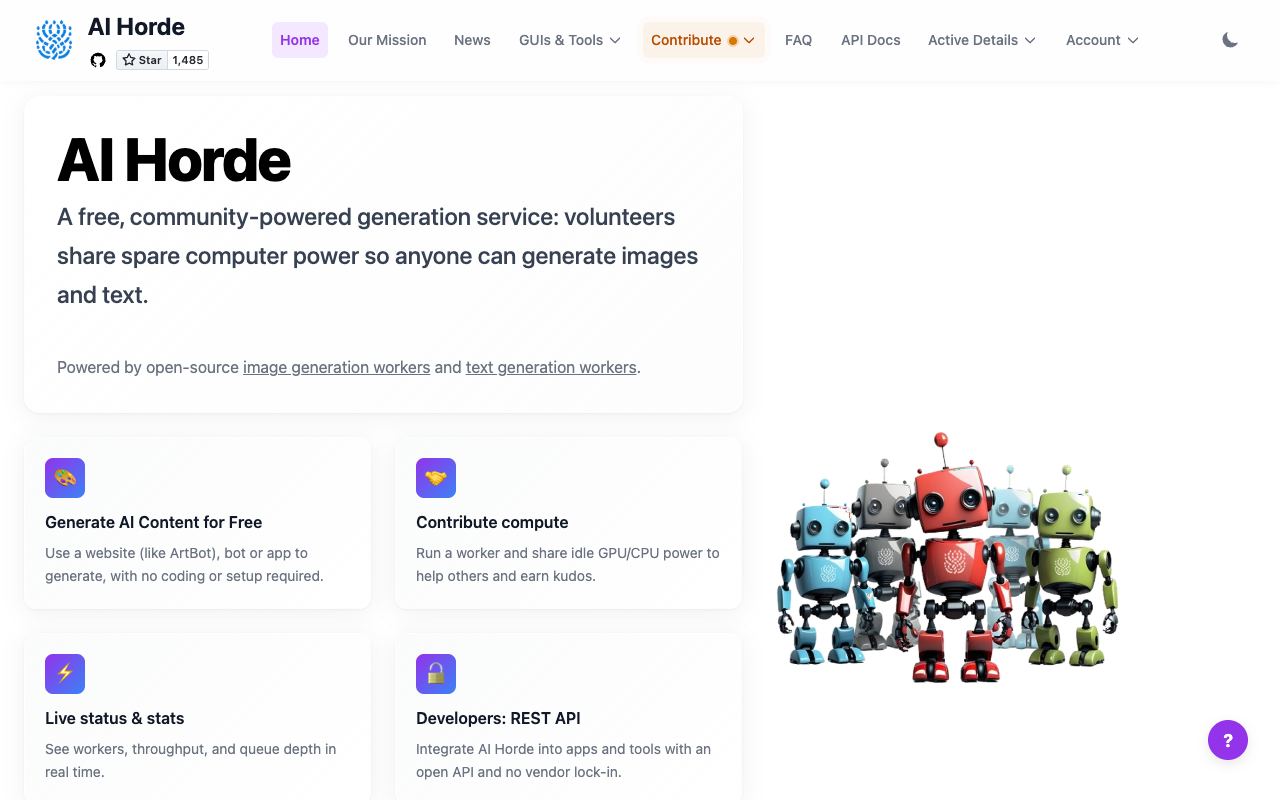 Stable Horde — website screenshot