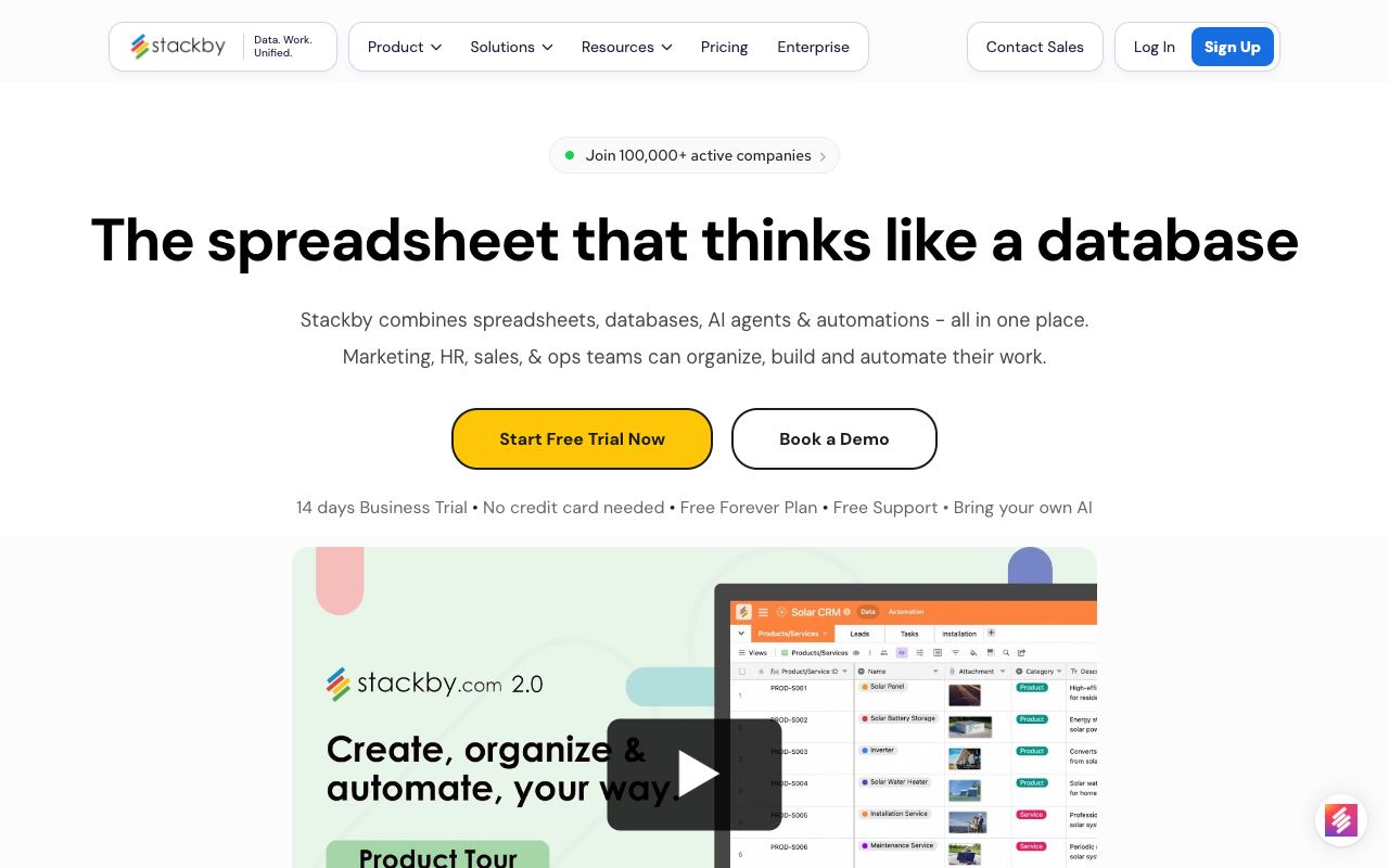 Stackby — website screenshot