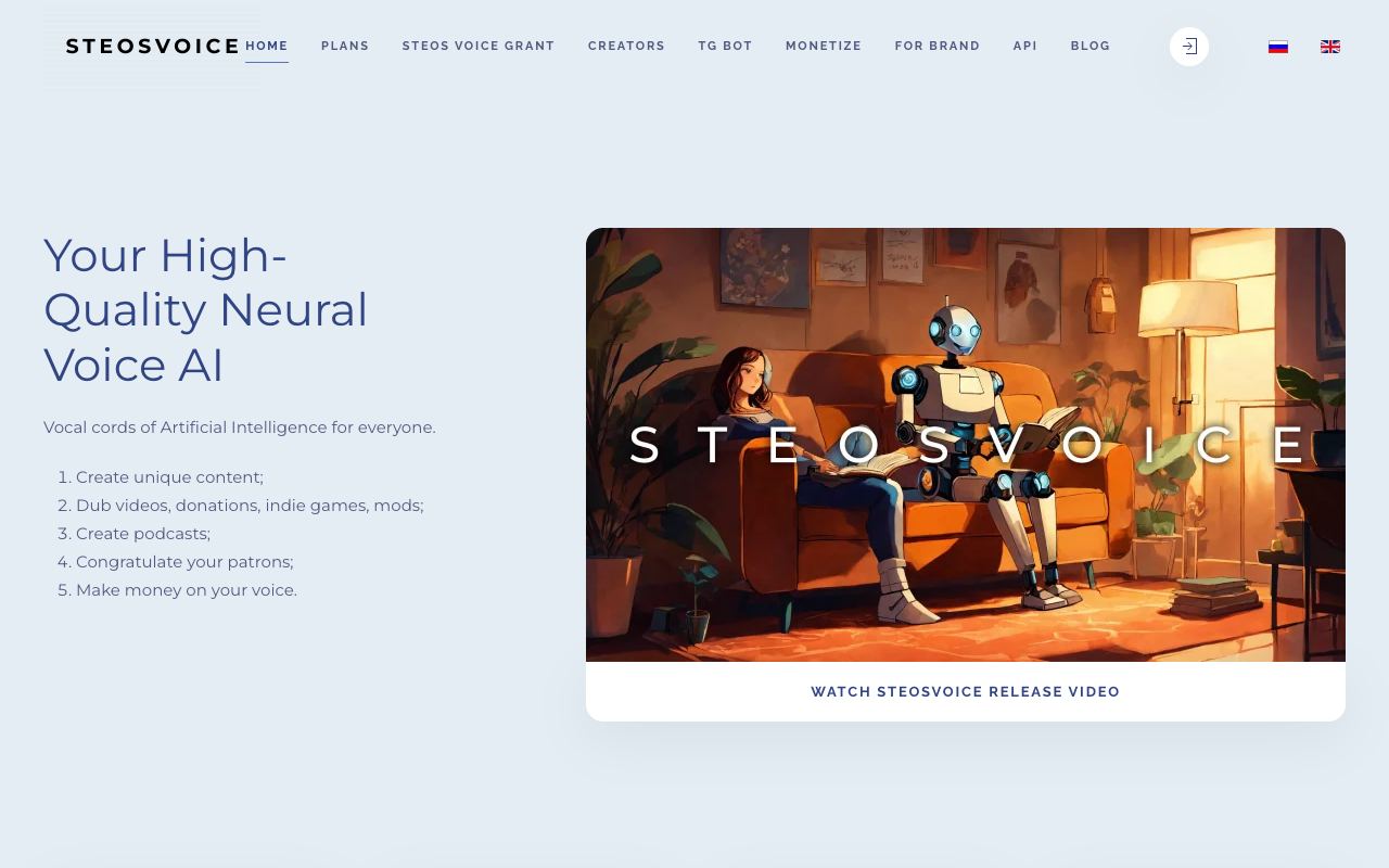 SteosVoice — website screenshot
