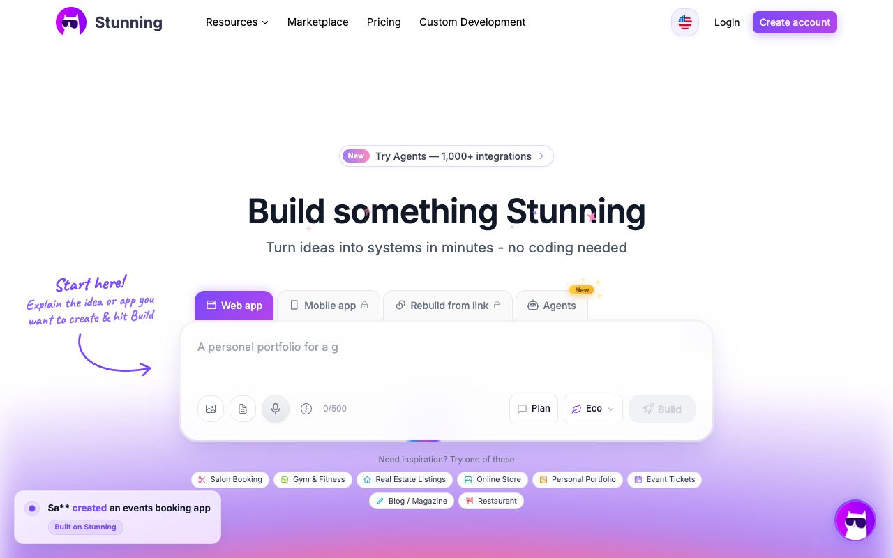 Stunning — website screenshot