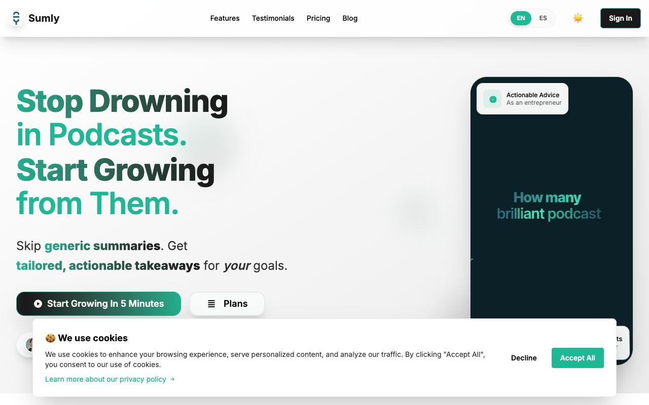 Sumly — website screenshot