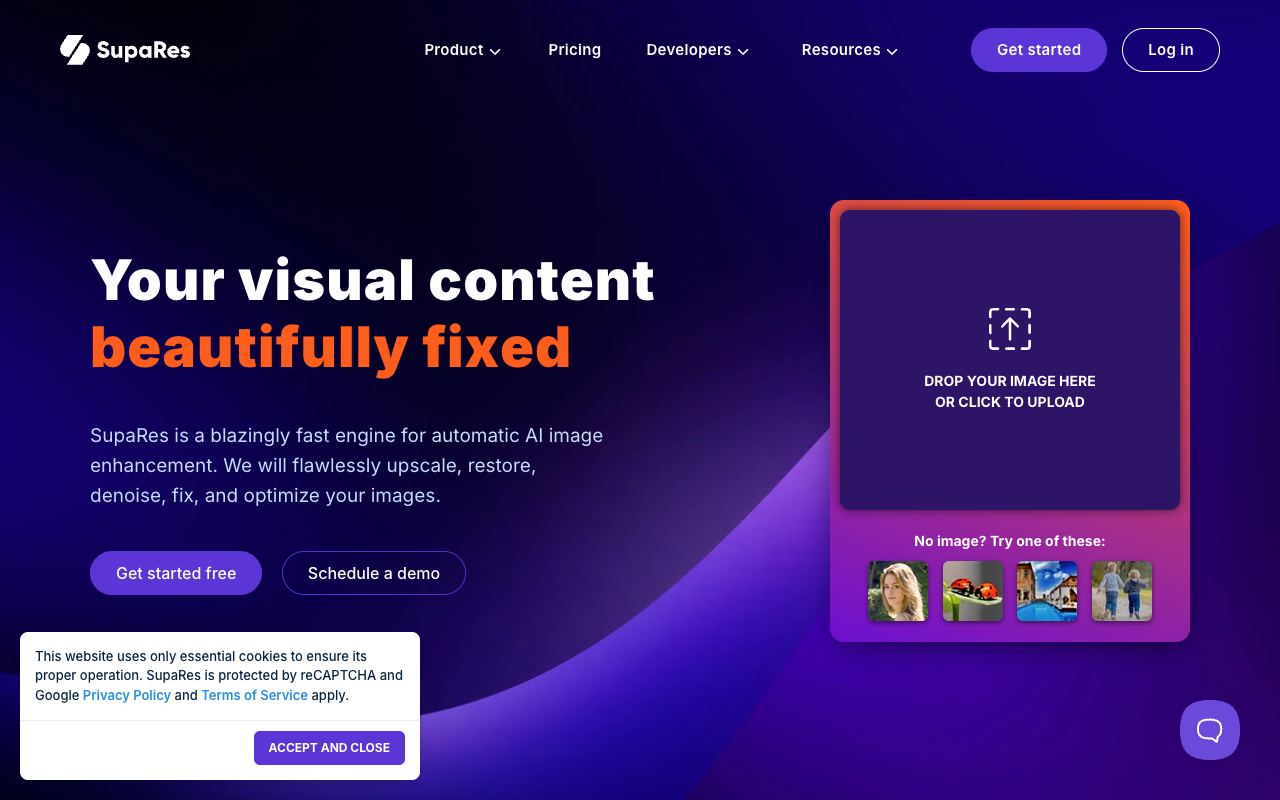 SupaRes — website screenshot