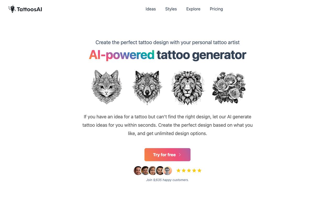 TattoosAI — website screenshot