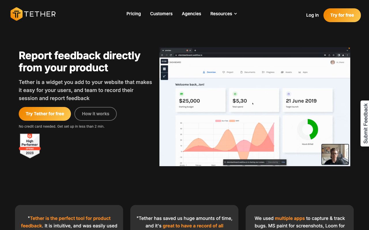Tether — website screenshot