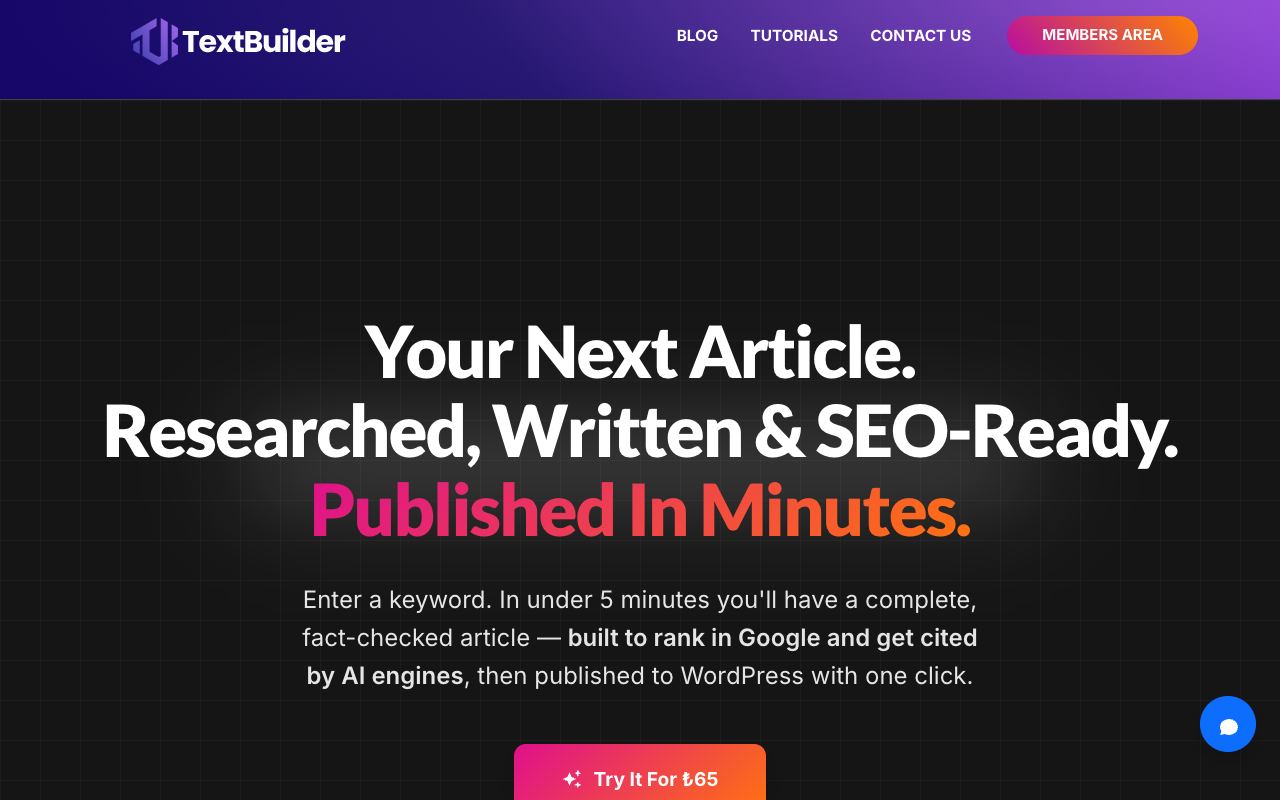 TextBuilder — website screenshot