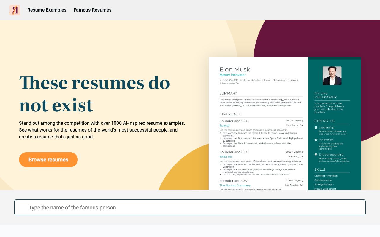 This Resume Does Not Exist — website screenshot