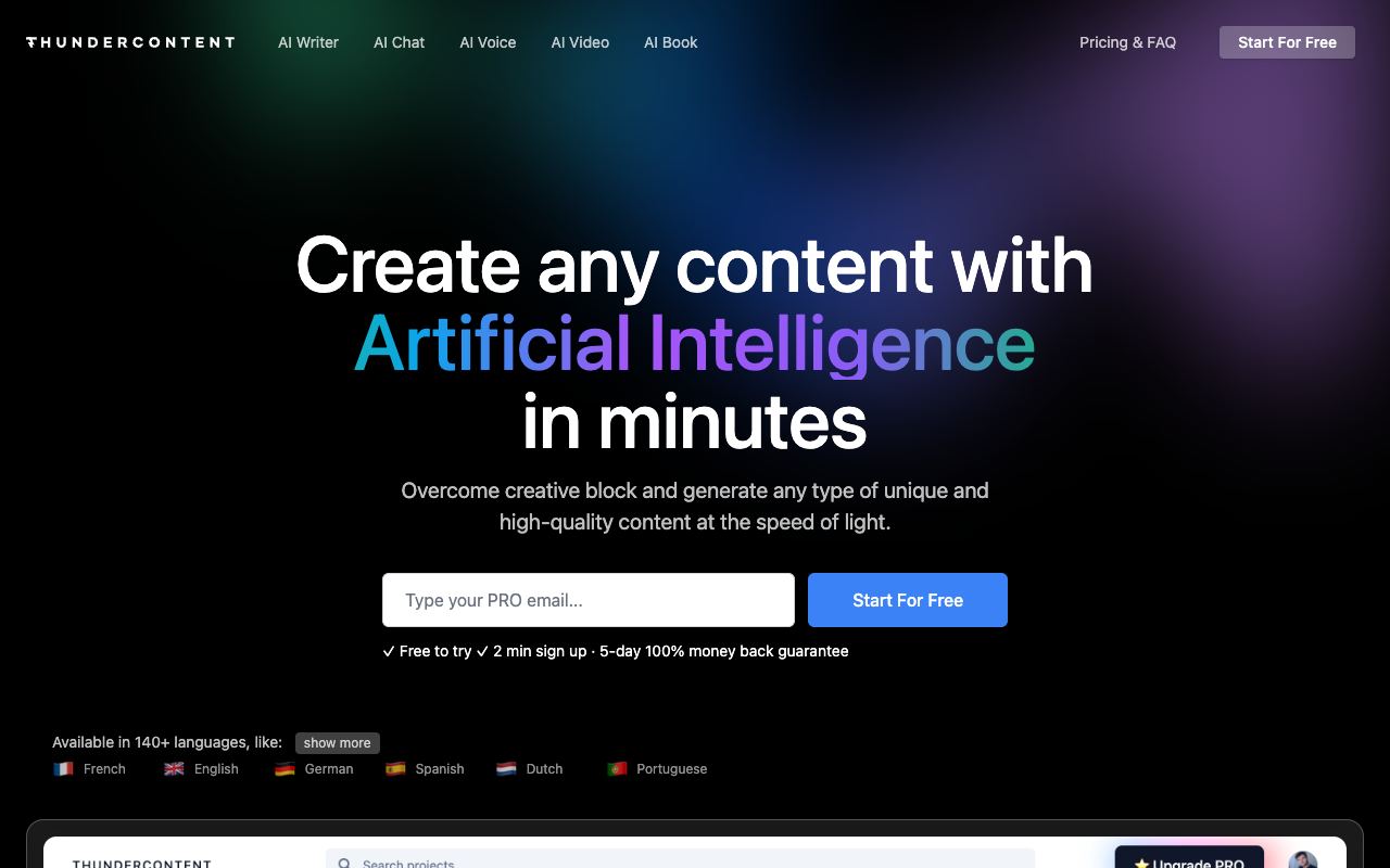 Thundercontent — website screenshot