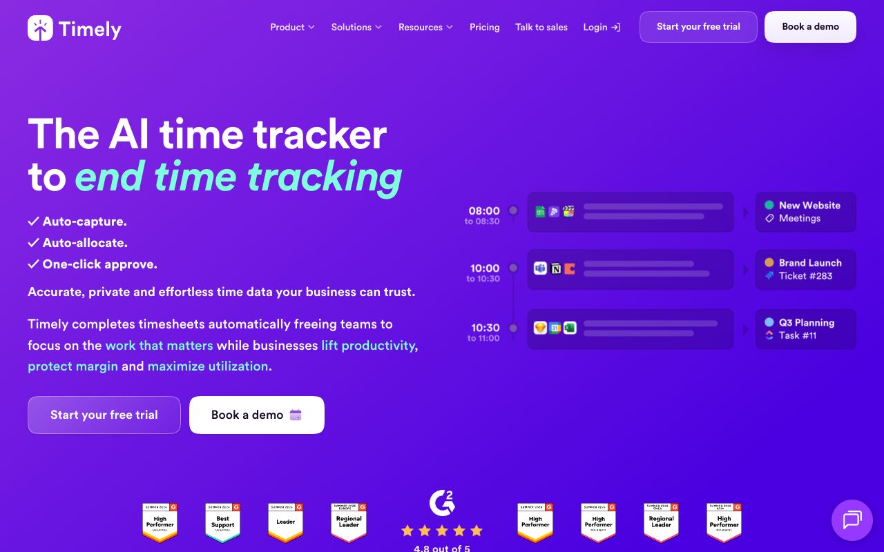 Timely — website screenshot