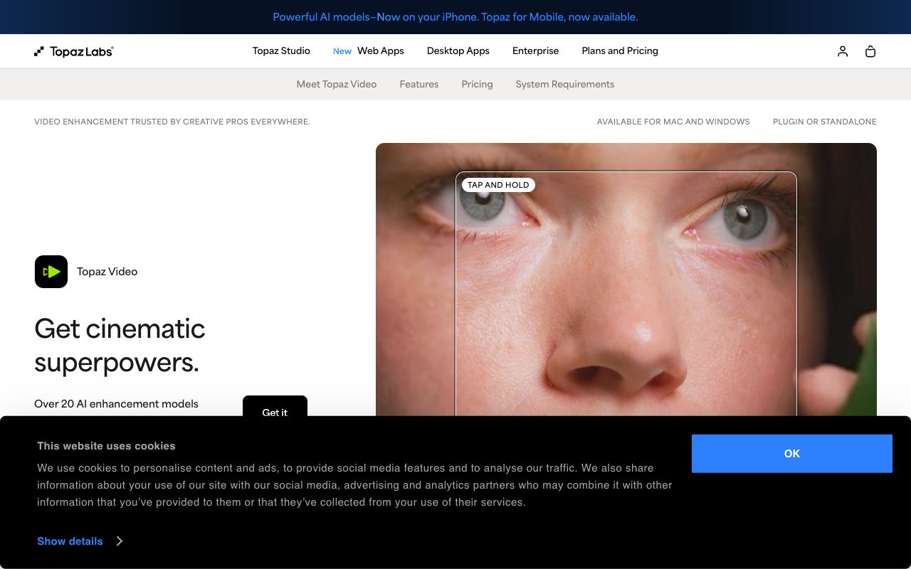Topaz Video AI — website screenshot