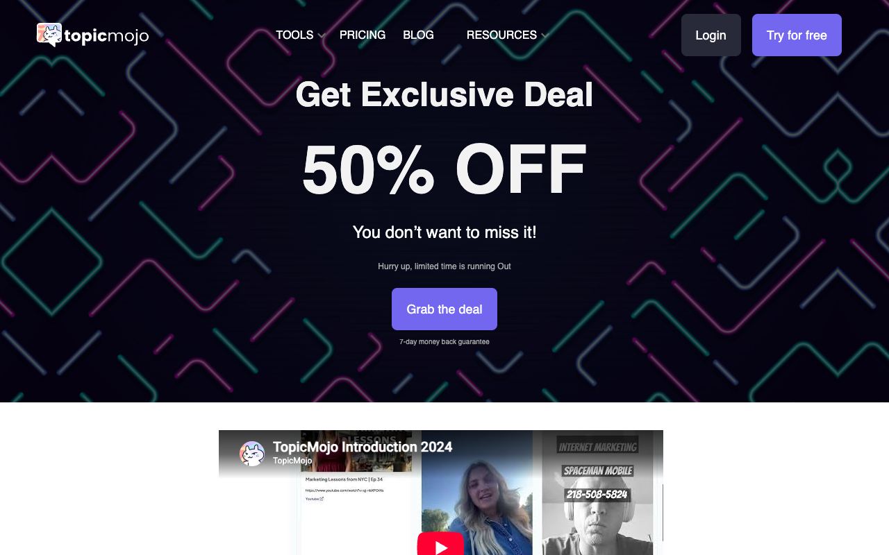 TopicMojo — website screenshot