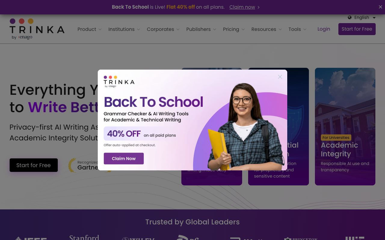 Trinka — website screenshot