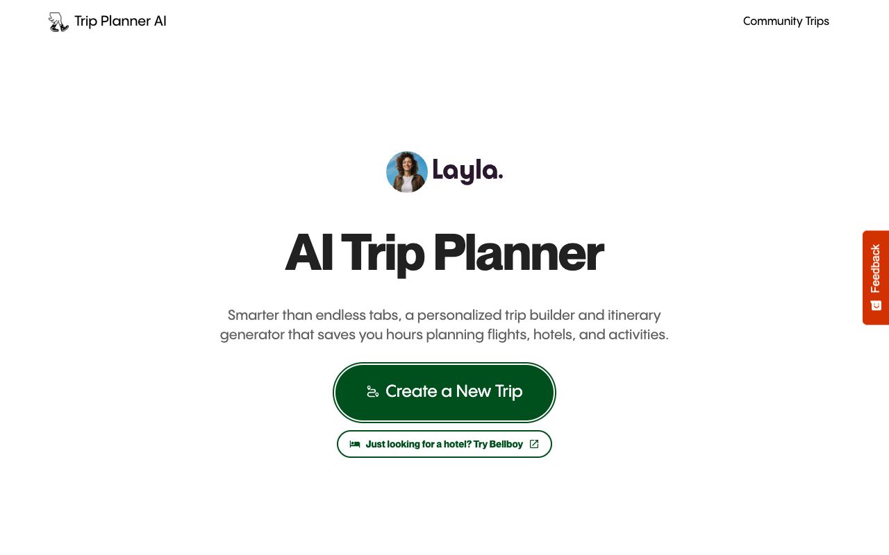 Trip Planner AI — website screenshot