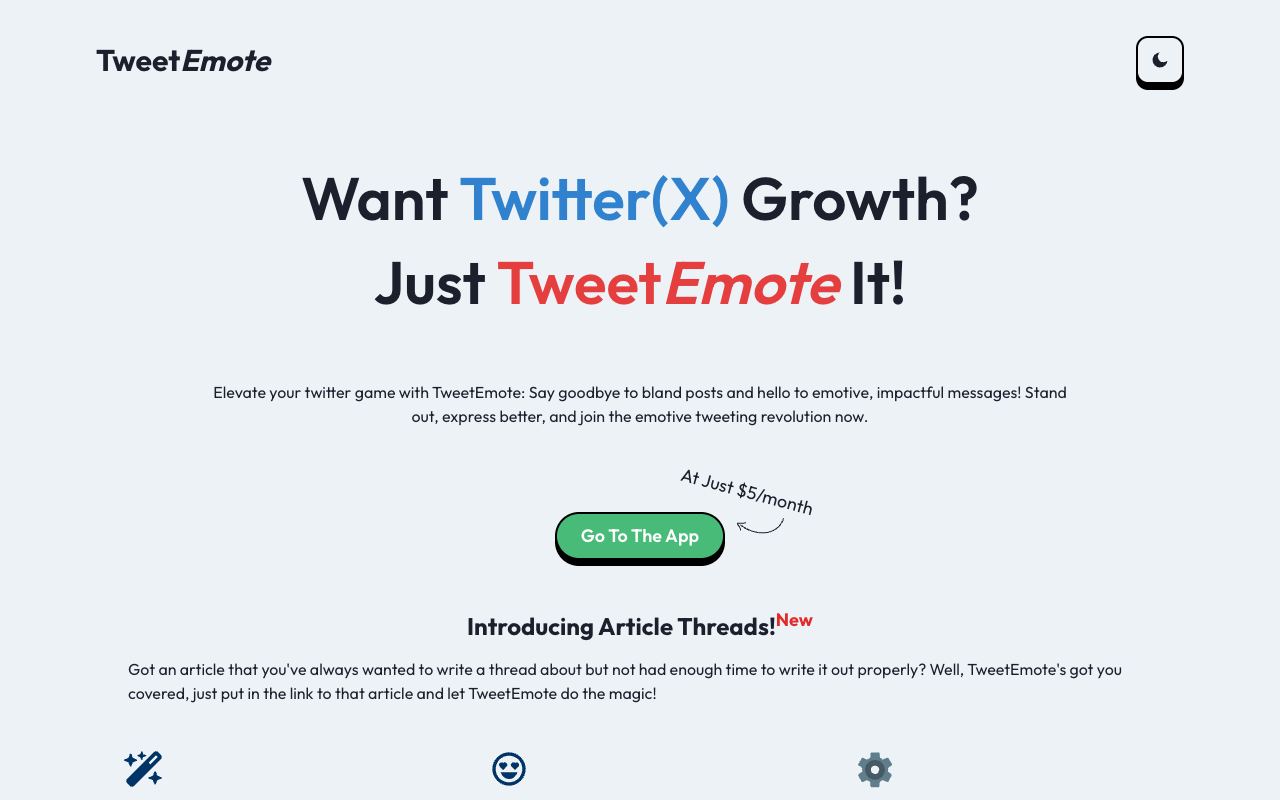 TweetEmote — website screenshot