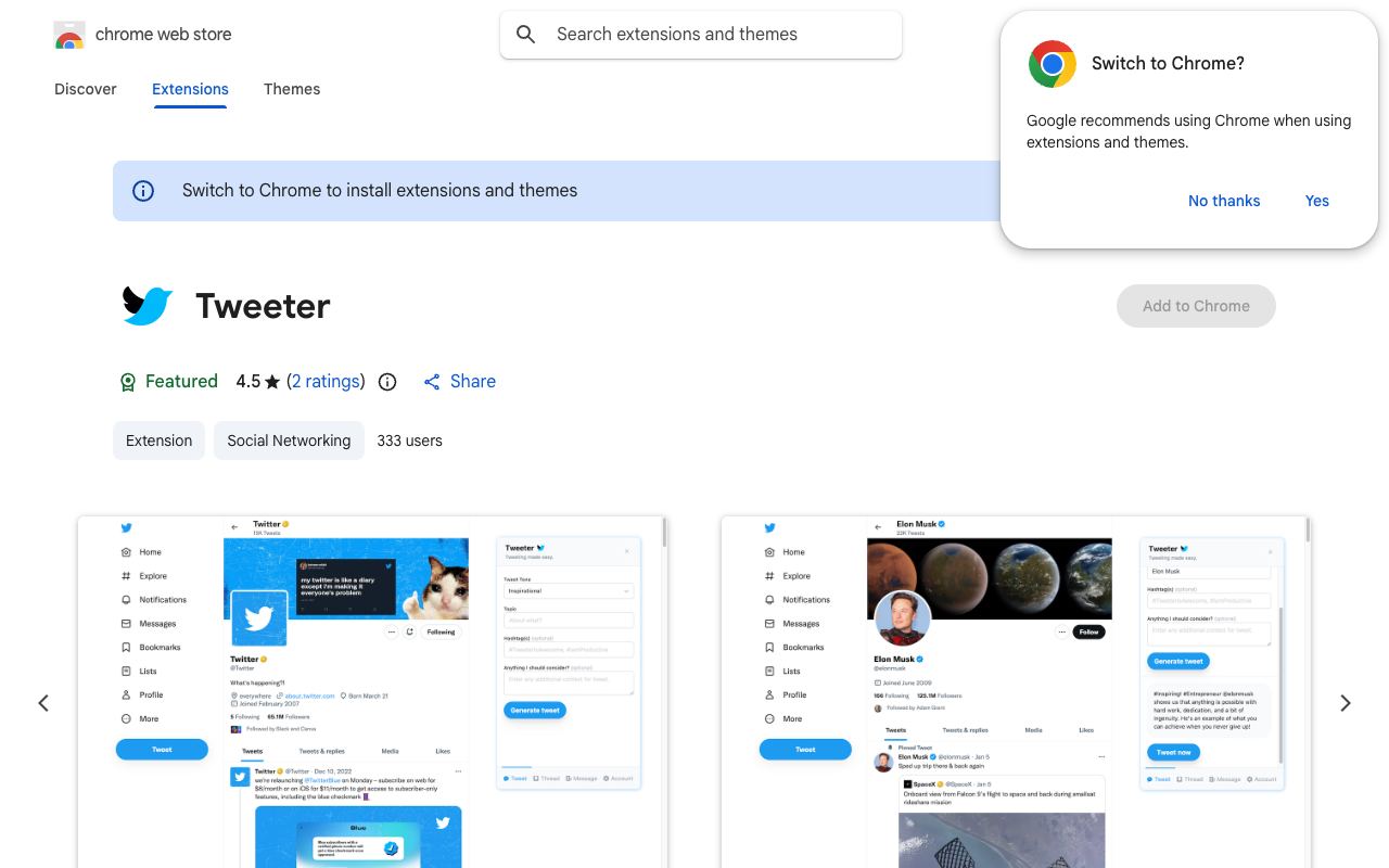 Tweeter — website screenshot
