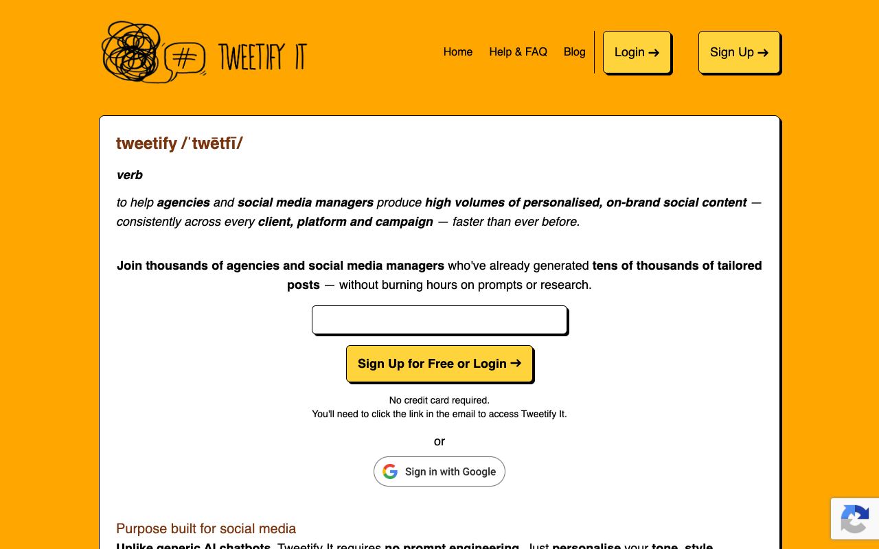 Tweetify It — site ekran görüntüsü