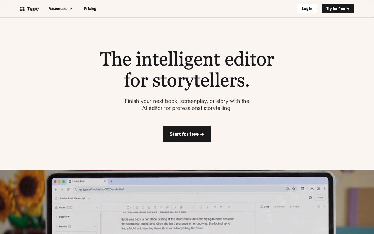 Type AI — website screenshot