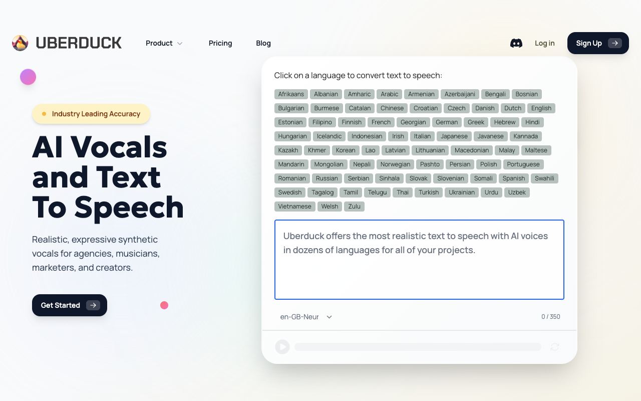 Uberduck — website screenshot
