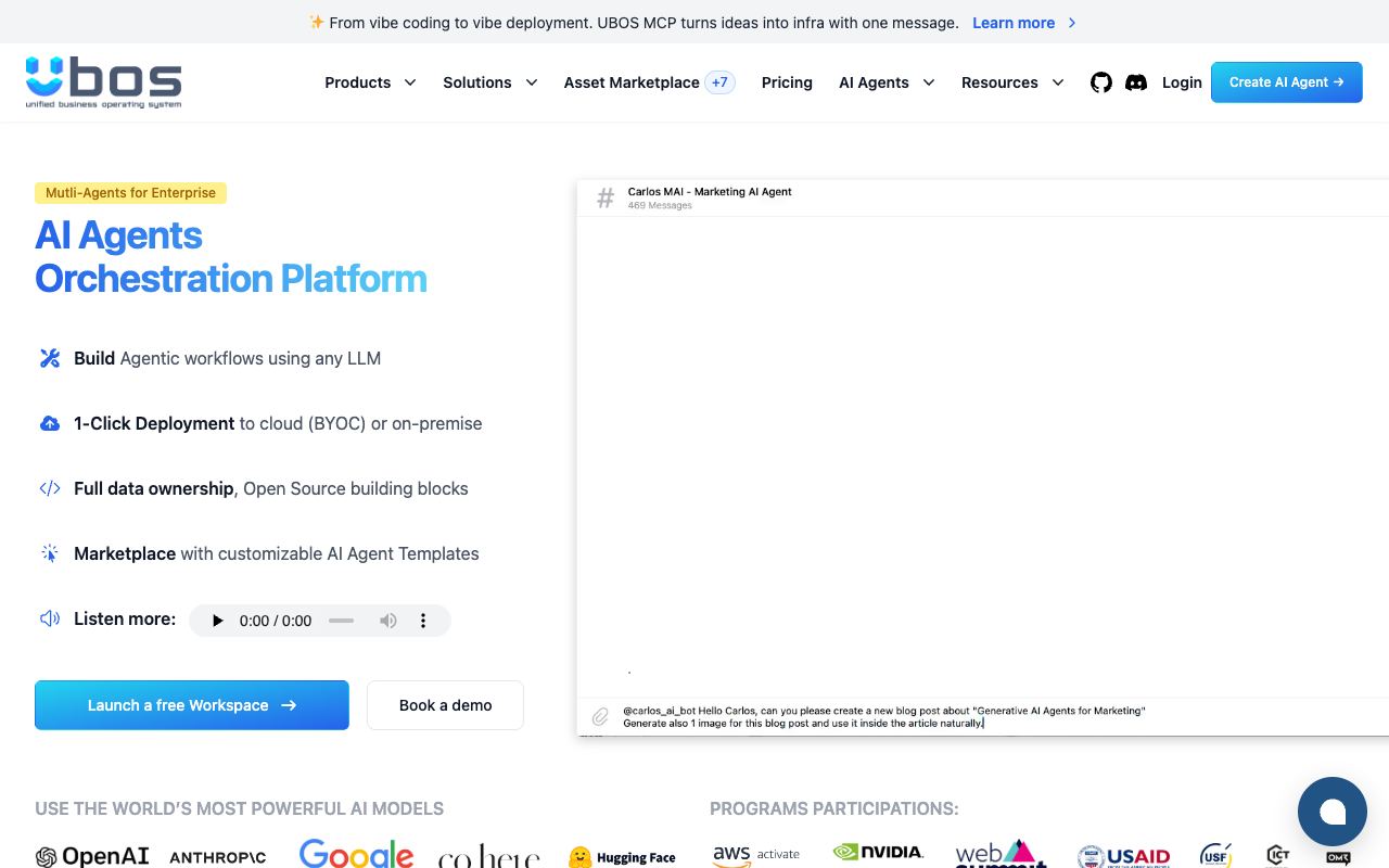 UBOS — website screenshot