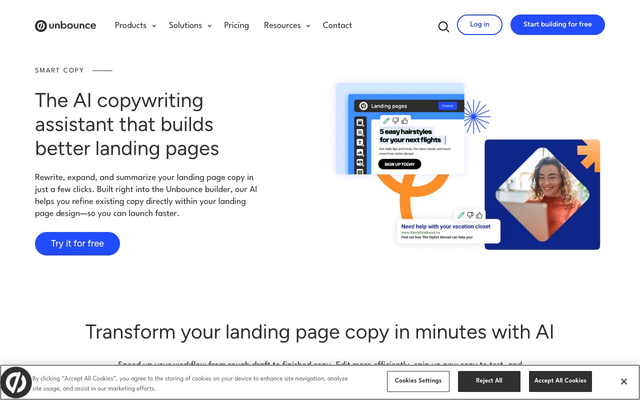 Unbounce Smart Copy — website screenshot