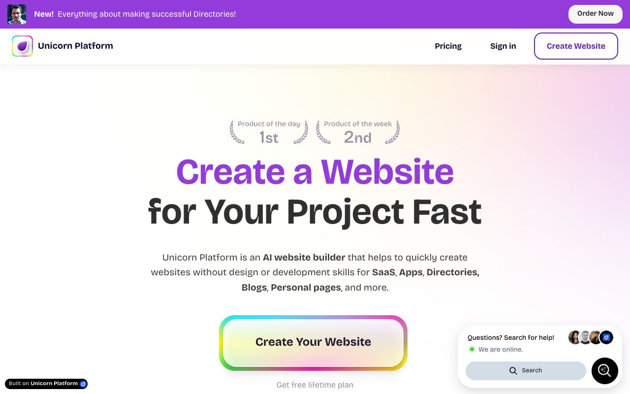 Unicorn Platform — website screenshot