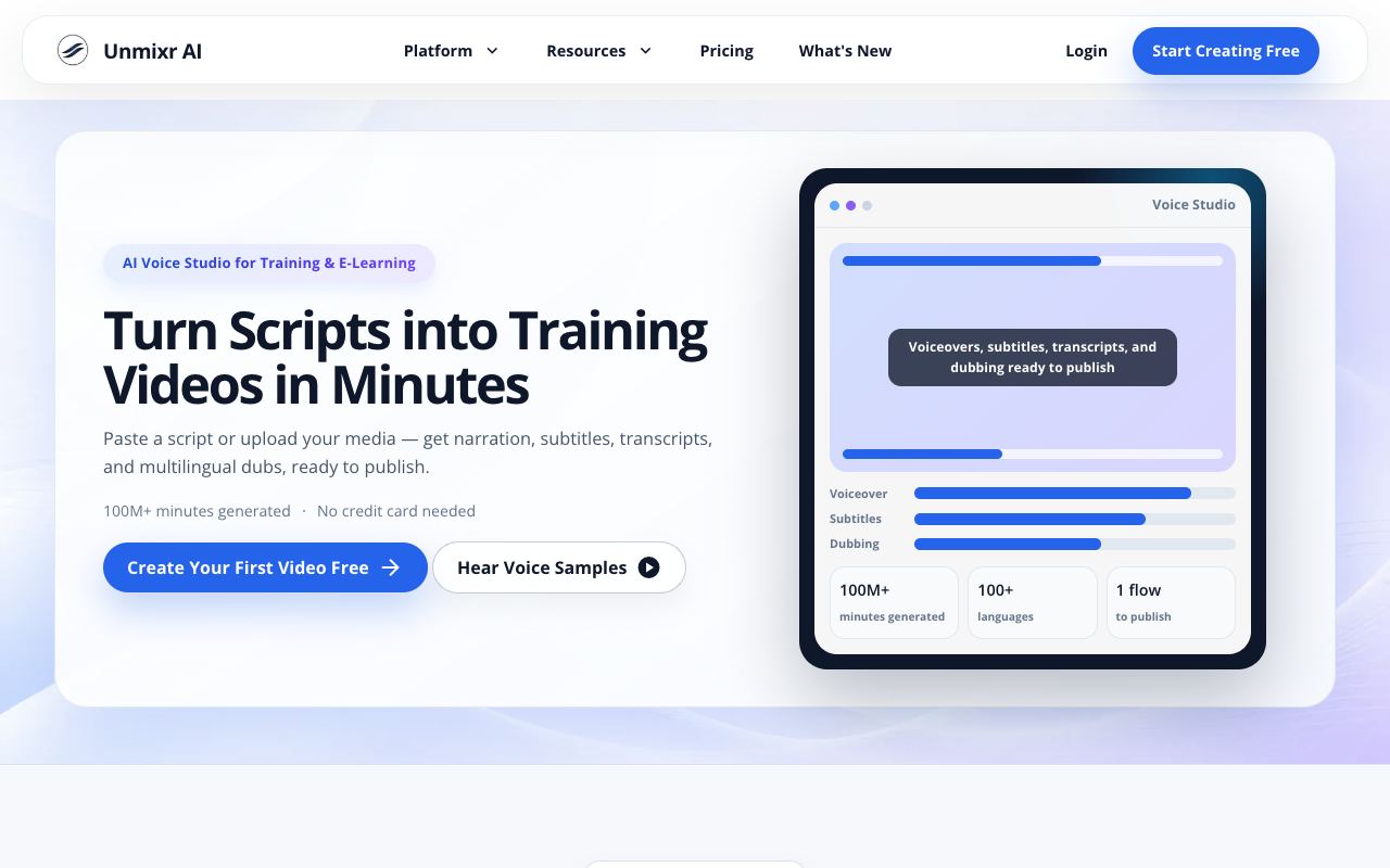 Unmixr AI — site ekran görüntüsü