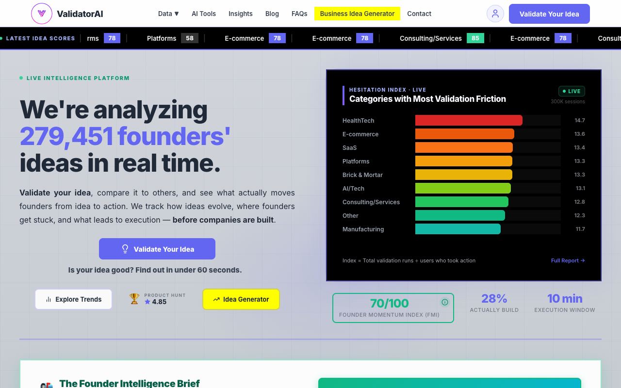 ValidatorAI — website screenshot